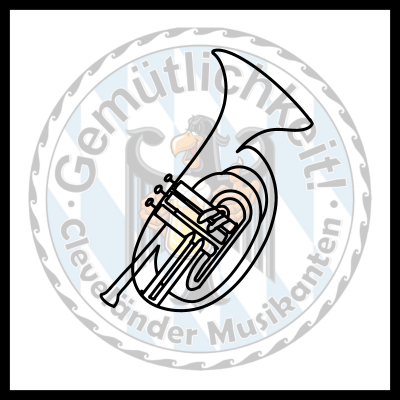 A tenorhorn overlaid on the band logo.