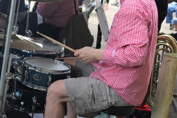 A drummer at the drumset